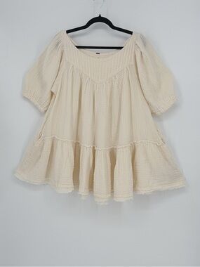 Free People Mystery Land Tunic Mini Dress Cream Color S